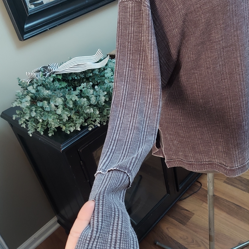 Project Social T Womans V-Neck Long Sleeve Henley Top - Picture 3 of 6